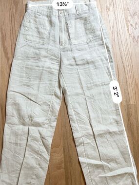 Nichole Miller High-Rise Wide-Leg Linen Pants - Cream